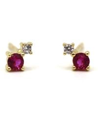 VicStoneNYC Fine Jewelry - Natural Diamond And Ruby Earrings - Lyst