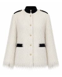 Julia Allert - Neutrals Fuzzy Textured Statement Jacket – Ivory - Lyst