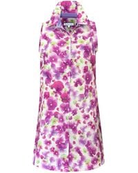 Perlavera - Carmina Flowers Printed Cotton Sleeveless Slim Fit Mini Dress - Lyst