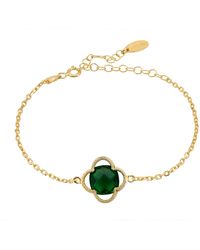 LÁTELITA London - Open Clover Flower Gemstone Bracelet Gold Emerald - Lyst