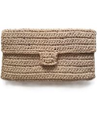 Springmoonatelier - Neutrals Luxury Handwoven Raffia Wallet – Timeless Cream Clutch For Everyday Elegance - Lyst