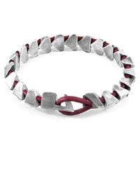 Anchor and Crew - Red Bordeaux Brixham Maxi Silver & Round Leather Bracelet - Lyst