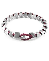 Anchor and Crew - Red Bordeaux Brixham Maxi Silver & Round Leather Bracelet - Lyst