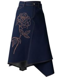 IZABELA MANDOIU - Denim Wrap Skirt With Rose Floral Embroidery - Lyst