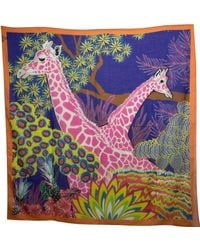 Perlavera - Romy Giraffe Printed Cotton Silk Small Scarf - Lyst