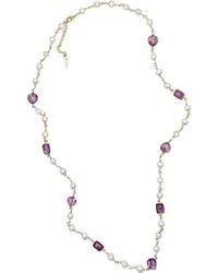 Farra - Freshwater Pearls With Amethyst Long Necklace - Lyst