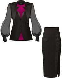 Tia Dorraine - Femme Fatale Tailored Blazer With Organza Sleeves & Skirt Set - Lyst