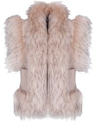 The Extreme Collection - Neutrals Ecru Organic Wool And Alpaca Jacquard Vest With Faux Fur - Lyst