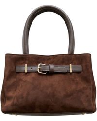 Harmain Leathers Ltd - The Suede East-West Convertible Tote Bag – Chocolate - Lyst