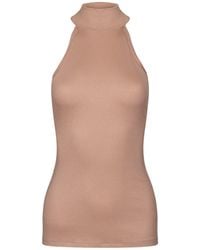 Oh!Zuza - Neutrals Ribbed Viscose Halterneck Top - Lyst