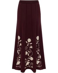 Annabo - Etherea Embroidered Merino Wool Maxi Skirt - Lyst