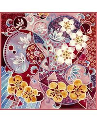 Wenzi - Rhythms Of Bloom Hand Painted Pattern Double Sided Silk Twill Scarf - Lyst
