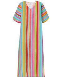 DHARA SHETH DUBAI - The Palette Colorful Strips Cotton Kaftan Maxi Dress With Side Slit - Lyst