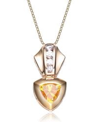 Genevive Jewelry - Sterling Lemon Cubic Zirconia Stone Plated Pendant - Lyst
