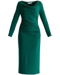 Paisie - Ruched Jersey Dress With Draped Neck - Lyst