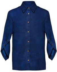 Madebyza - Denim- Textured Shirt With Back Button Detail - Lyst