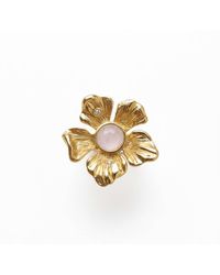 Silver & Elegant Co. - Sculptural Petal Muse Natural Stone Ring, 22K-Plated Bronze - Lyst