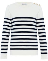 Peraluna - Bardot 100% Organic Cotton Stripe Pullover In Ecru/navy - Lyst