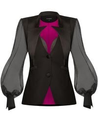 Tia Dorraine - Femme Fatale Tailored Blazer With Organza Sleeves - Lyst