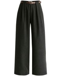 Paisie - Belted Wide Leg Trousers With Box Pleats - Lyst