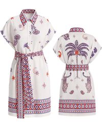 LOVEIST STORE - Morocco Linen Blend Belted Shirt Dress - Lyst