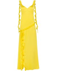 JAAF - Ruffled Silk Maxi Dress In Lemon Yellow - Lyst