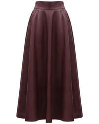 Julia Allert - Full Flare High Waist Faux Leather Skirt – Burgundy - Lyst