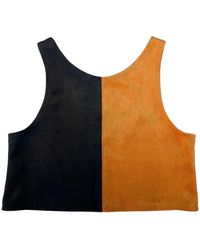 By Noa Rawitz - Ultra Suede Sleeveless Color Blocked Top- And - Lyst