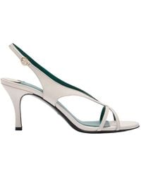Florrie London - Matilda 75Mm Leather Strappy Sandal Ivory - Lyst
