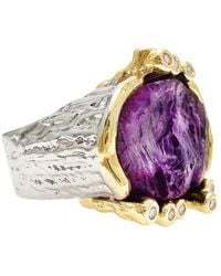 Farra - Unpolished Amethyst Platinum Chunky Ring - Lyst