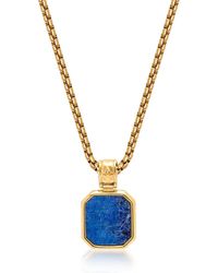 Nialaya - Gold Necklace With Square Blue Lapis Pendant - Lyst