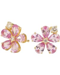 Juvetti - Florea Gold Earrings In Pink Sapphire & Diamond - Lyst