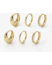 Elk & Bloom - Set Of Three 14K Chunky Huggie Cubic Hoops - Lyst