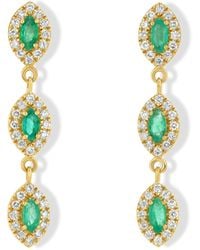 Jewelbird - Emerald & Diamond Marquise Drop Earrings - Lyst