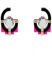 Gissa Bicalho - Handmade Acrylic Earring With Oval Cut Stone Pink - Lyst