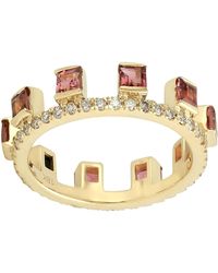 Artisan - Square Tourmaline & Diamond Tiara Band Ring - Lyst