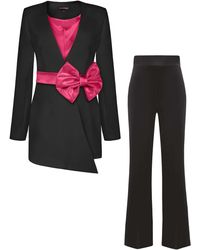 Tia Dorraine - Black Pearl Power Suit With Detachable Pink Bow Belt - Lyst