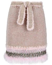 Andreeva - Rococo Baby Pink Handmade Knit Midi Skirt - Lyst