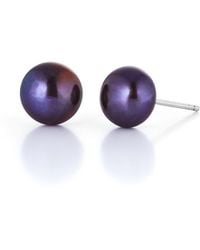 Nellou Jewellery - Peacock Large Pearl Button Stud Earrings - Lyst