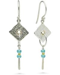 Isla Silver - Drop Earrings With Textured & Apatite - Lyst