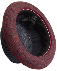 Dasmarca Hats - Dasmarca Tommy Ash Summer Straw Porkpie Hat With Vintage Geometric Prints - Lyst