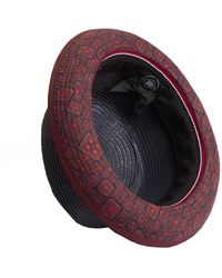 Dasmarca Hats - Dasmarca Tommy Ash Summer Straw Porkpie Hat With Vintage Geometric Prints - Lyst