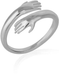 Spero London - Hug Ring With Hands Sterling - Lyst