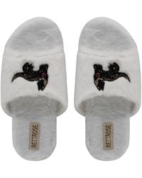 Rettrose - Neutrals Callie Cream Luxury Plush Diamanté Embellished Handmade Slipper - Lyst