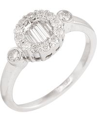 Artisan - Natural Baguette Diamond Halo Ring - Lyst