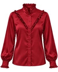 Carloslines - Ruffle Stand Collar Long Sleeve Shirt - Lyst