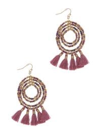 Saachi - Beaded Tassel Hoop Earrings - Lyst