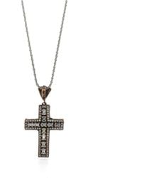 Ebru Jewelry - Pave Diamond Vintage Cross Sterling Long Chain Necklace - Lyst