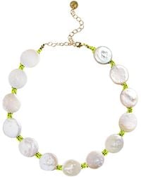 Adriana Pappas Designs - Coin Pearl Choker On Colored Cord - Lyst