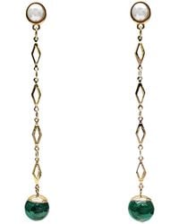 Farra - Malachite Dangle Shoulder Earrings - Lyst